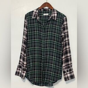 Equipment Silk Plaid Blouse